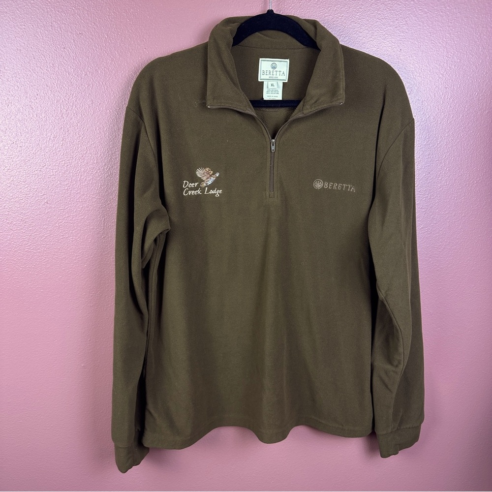 Beretta Deer Creek Lodge pullover half zip fleece in chocolate brown BRANDED